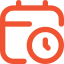 Ícono de calendario con un reloj superpuesto, simbolizando planificación de tiempo o programación.