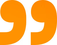 Stylized yellow quotation marks symbol.