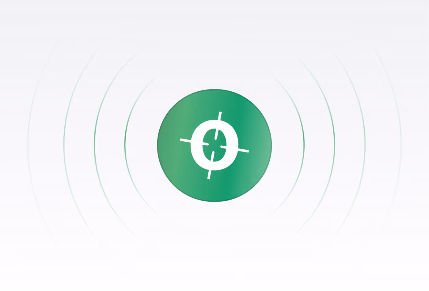 Green circle with a white zero and crosshair symbol in the center, surrounded by faint concentric circles.