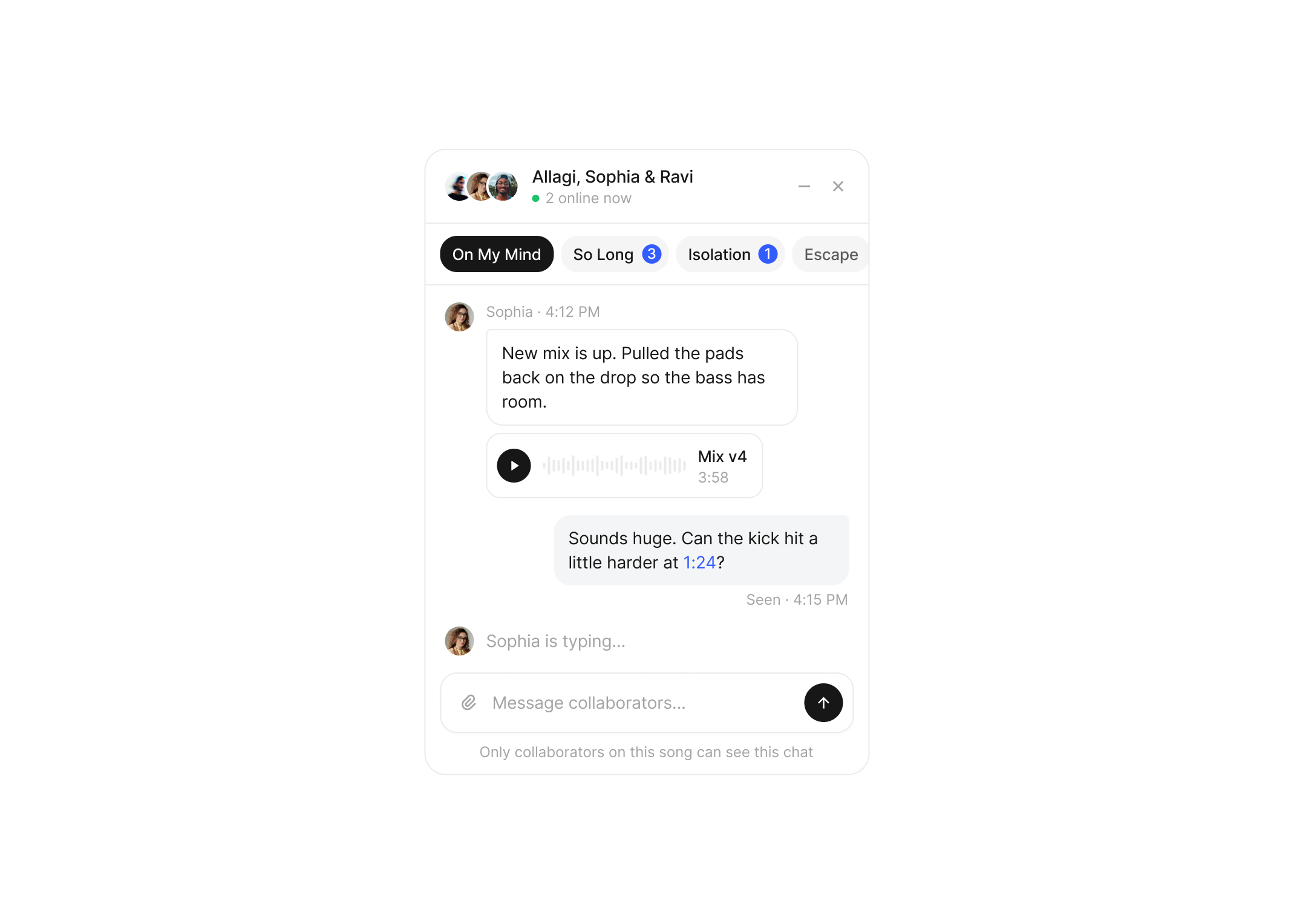 Allagi collaborator chat widget