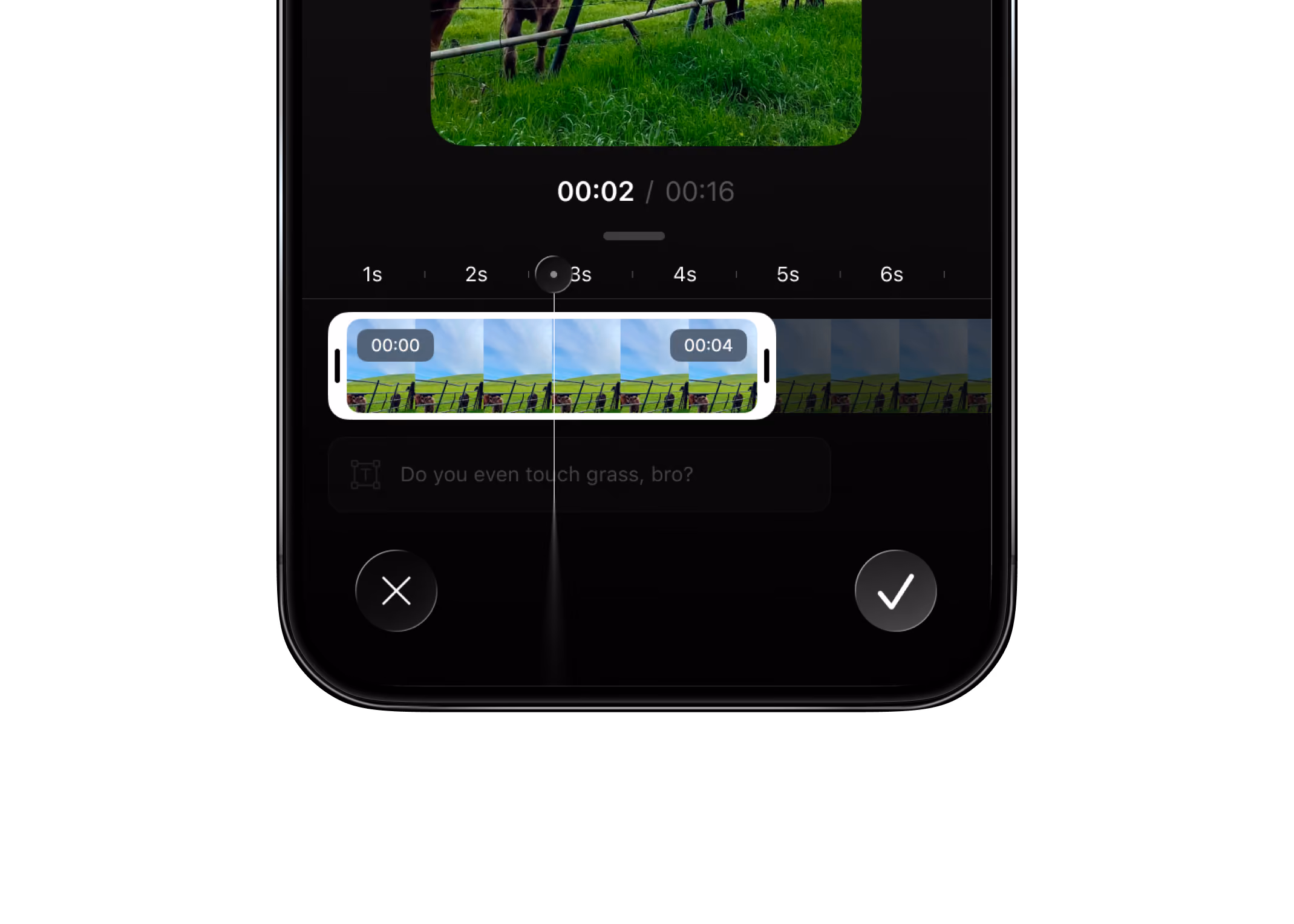 Video trim timeline with clip handles