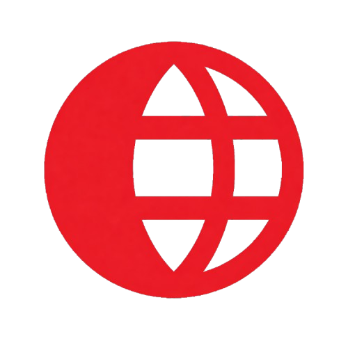 Red globe icon symbolizing the internet or global connection on a black background.