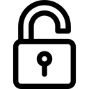 Open padlock icon symbolizing unlocked or accessible state.