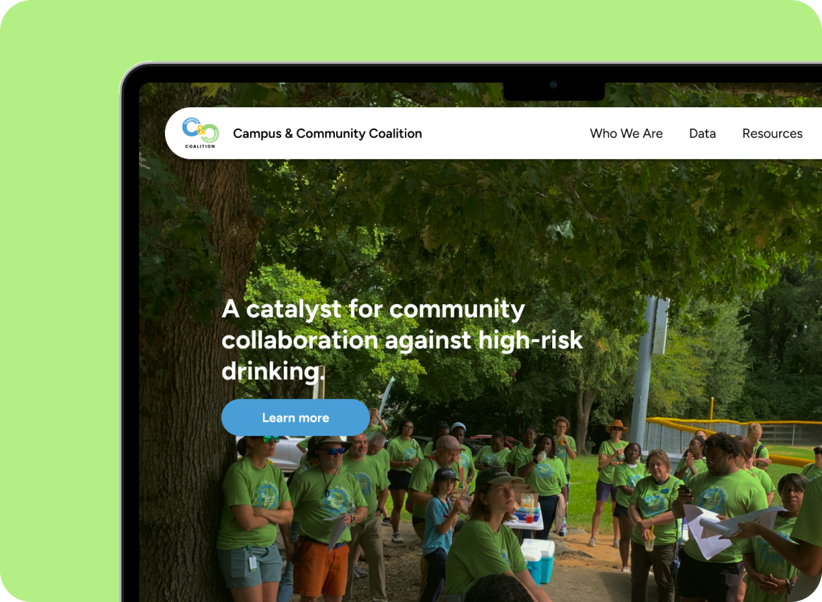 A mockup of images as a preview for Trey's project on redesigning the Campus & Community Coalition website.