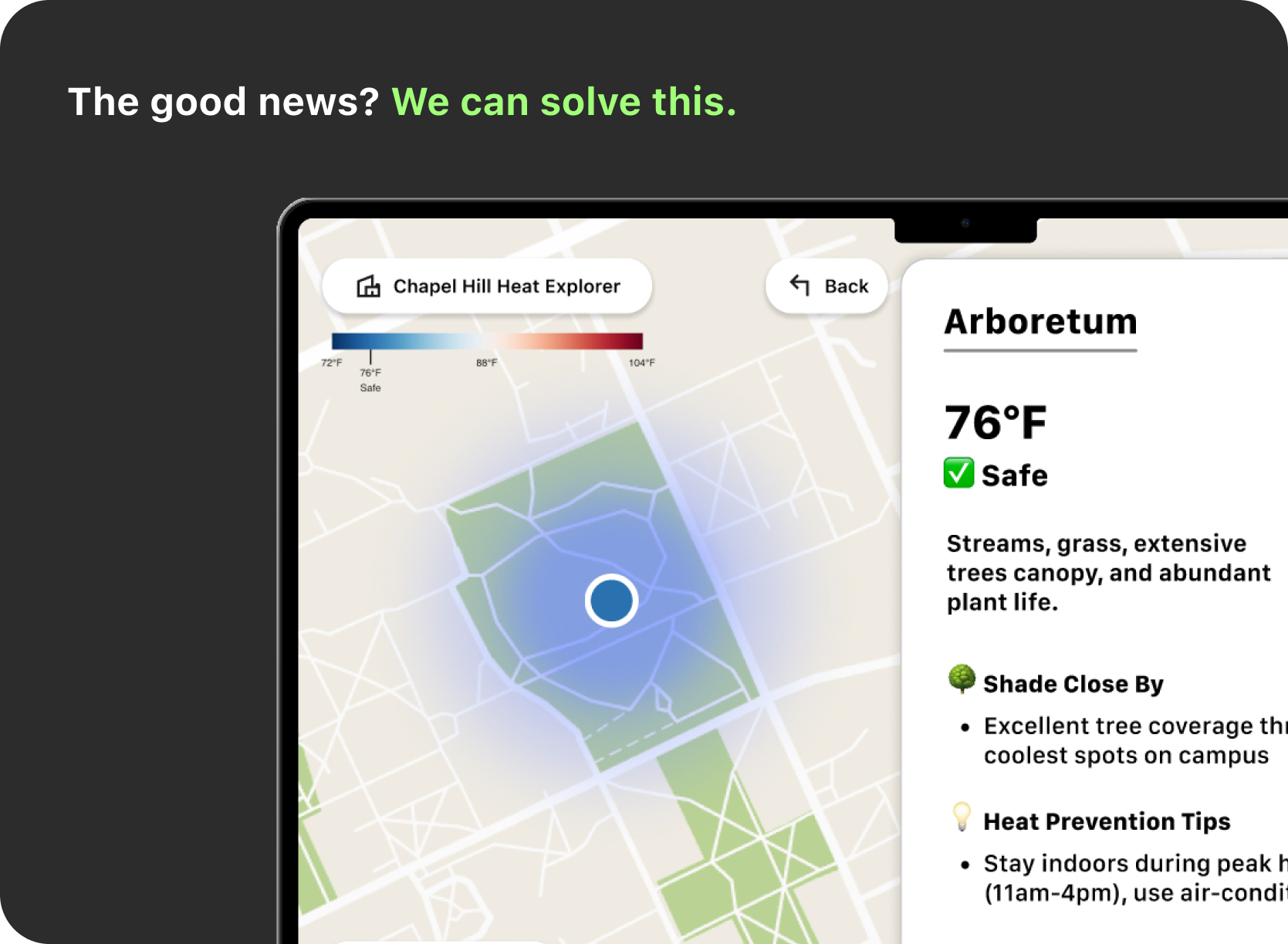 A mockup of images as a preview for Trey's project creating an Urban Heat Island data story & map explorer
