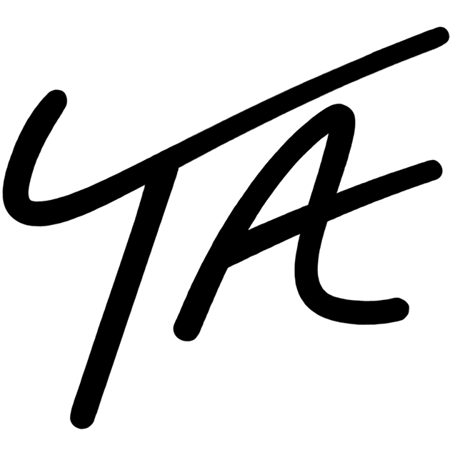 A cursive T and A together, which is Trey Anderson's logo.