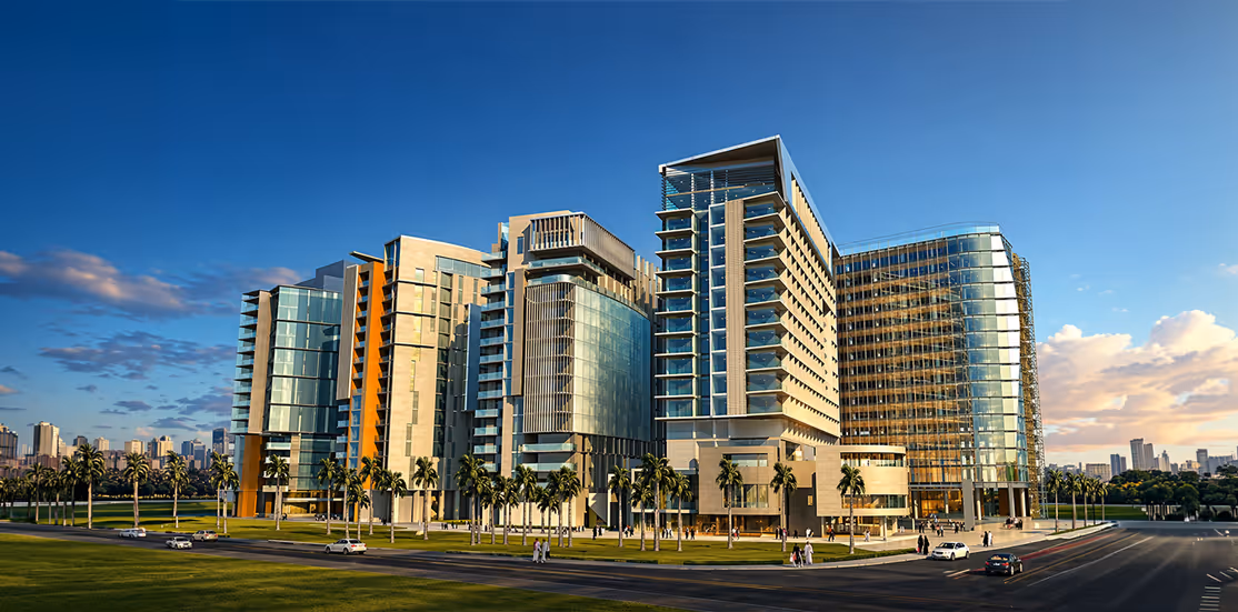 Al Bustan mixed-use complex with integrated building system solutions designed to enhance operational efficiency, safety standards, and reliable performance across commercial and residential environments in the UAE