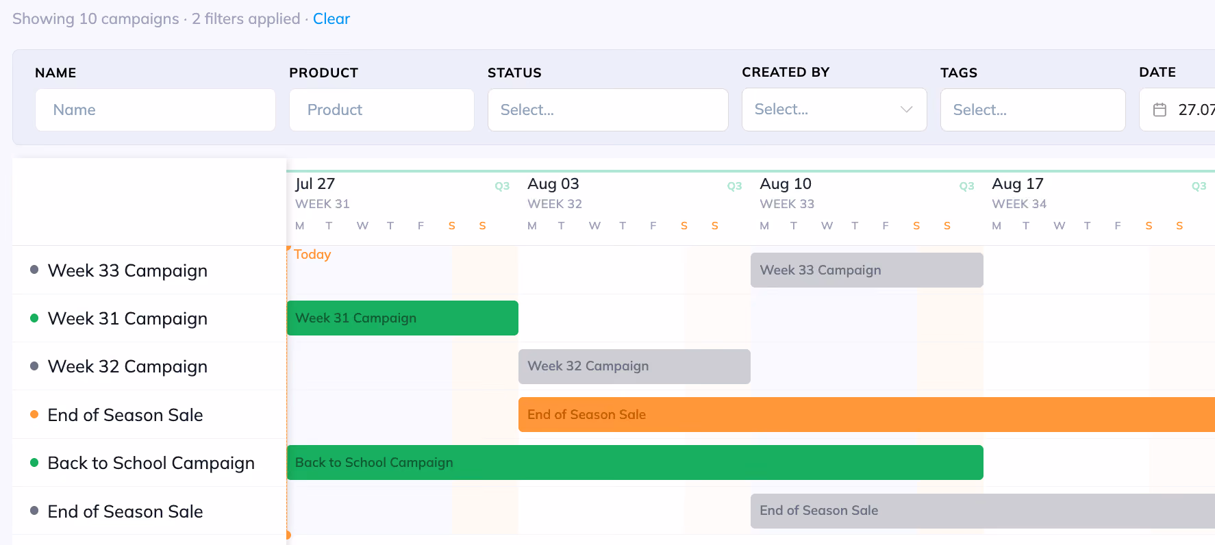 Campaign calendar