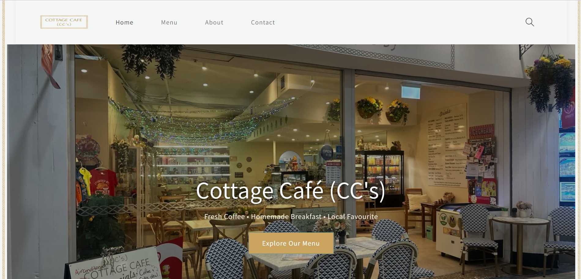 website design project for Cottage Cafe