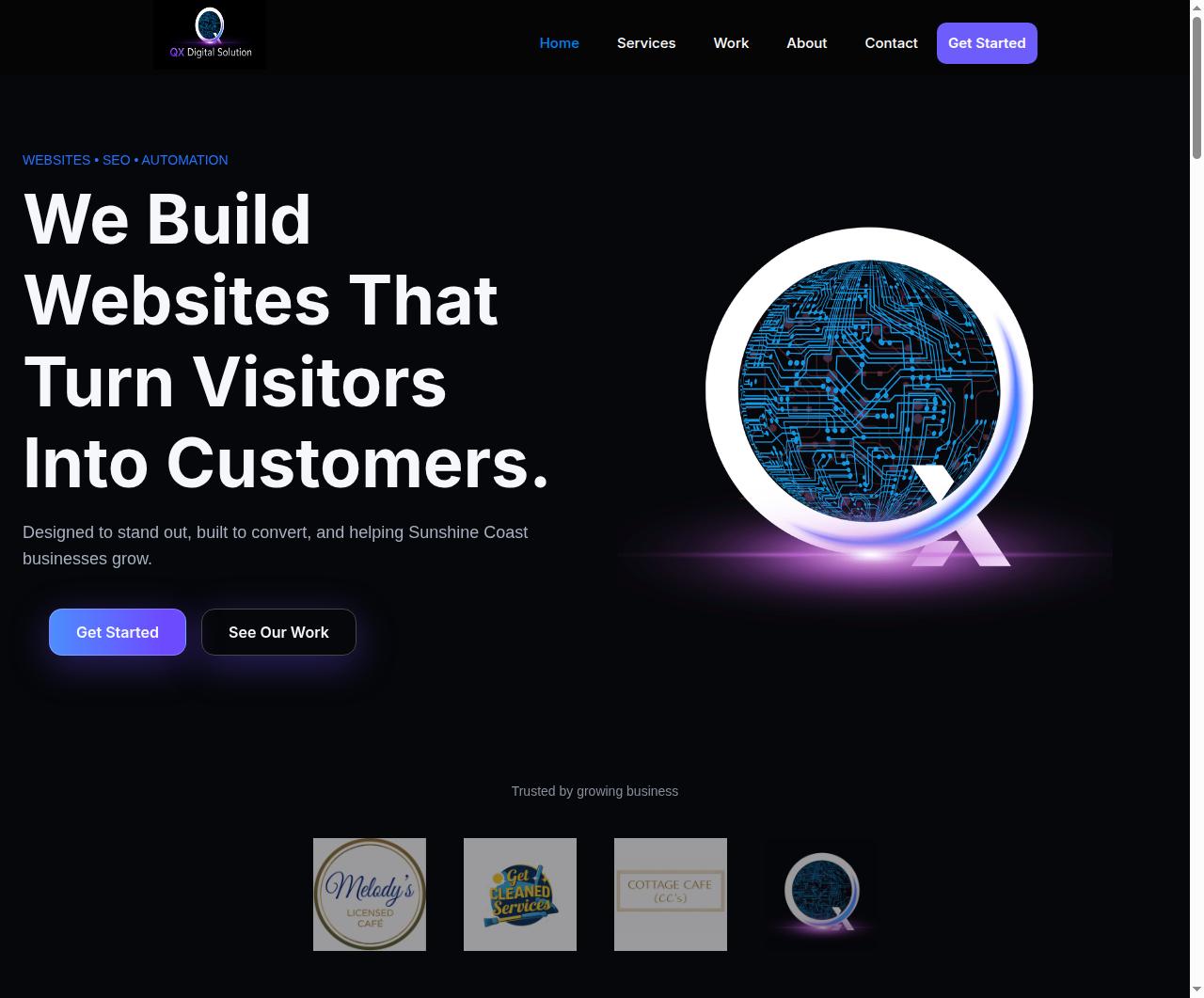 website design project for QX Digital Solution