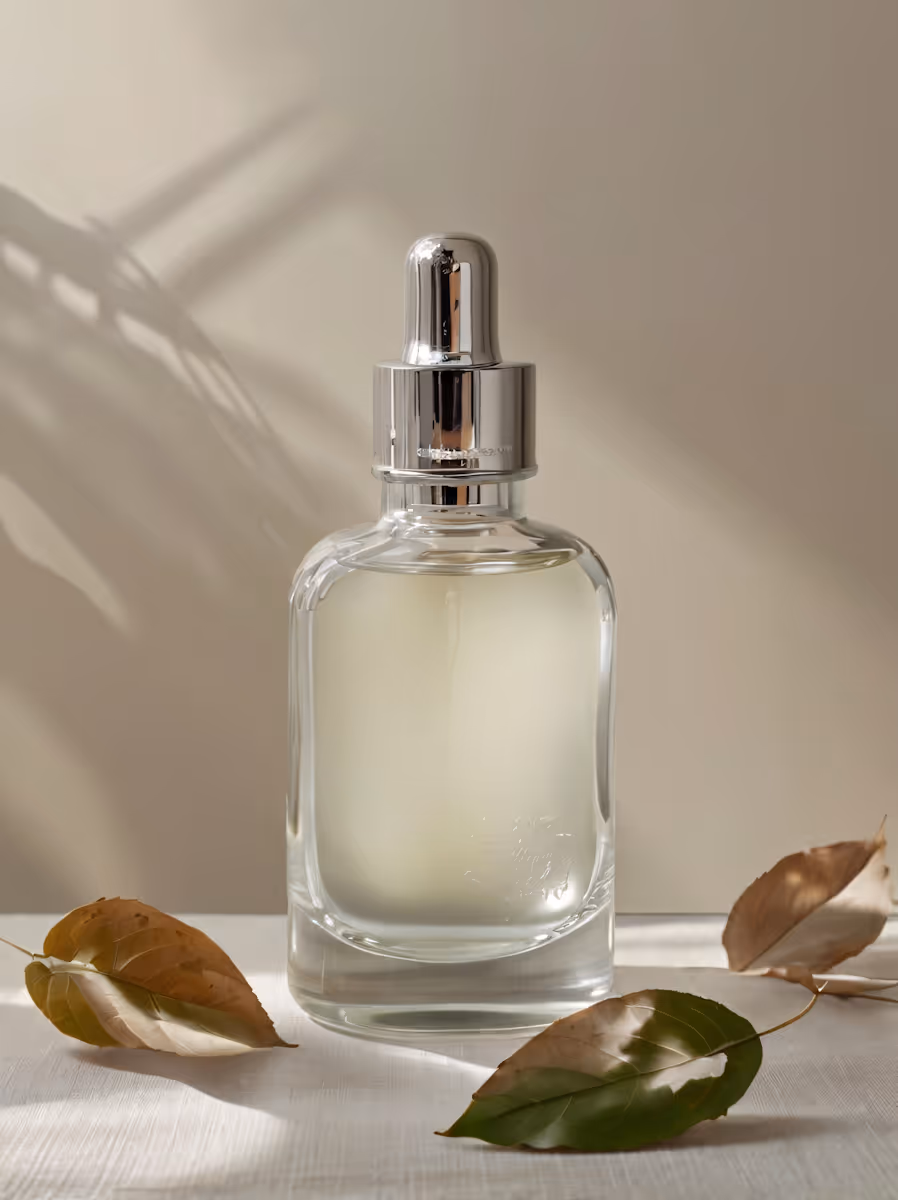 Velvet Glow Serum bottle with natural extracts for radiant glowing skin