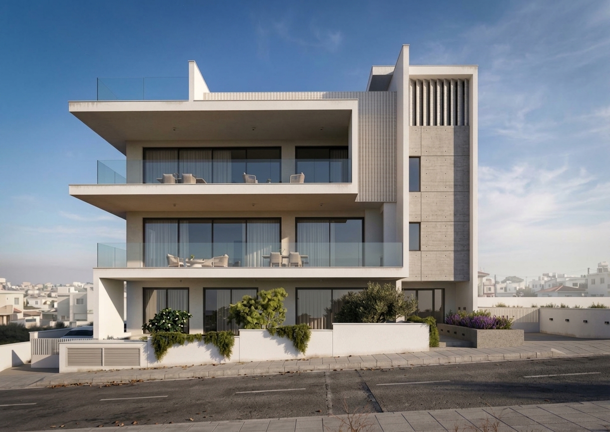 Phõs residential building with wide glazed balconies, Agios Athanasios, Limassol