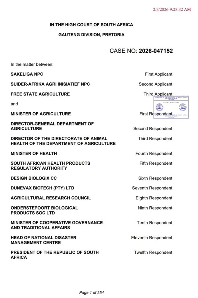 Urgent Court Application Against Draconian Restrictions on Farmers’ Ability to Combat Foot-and-Mouth Disease (FMD)