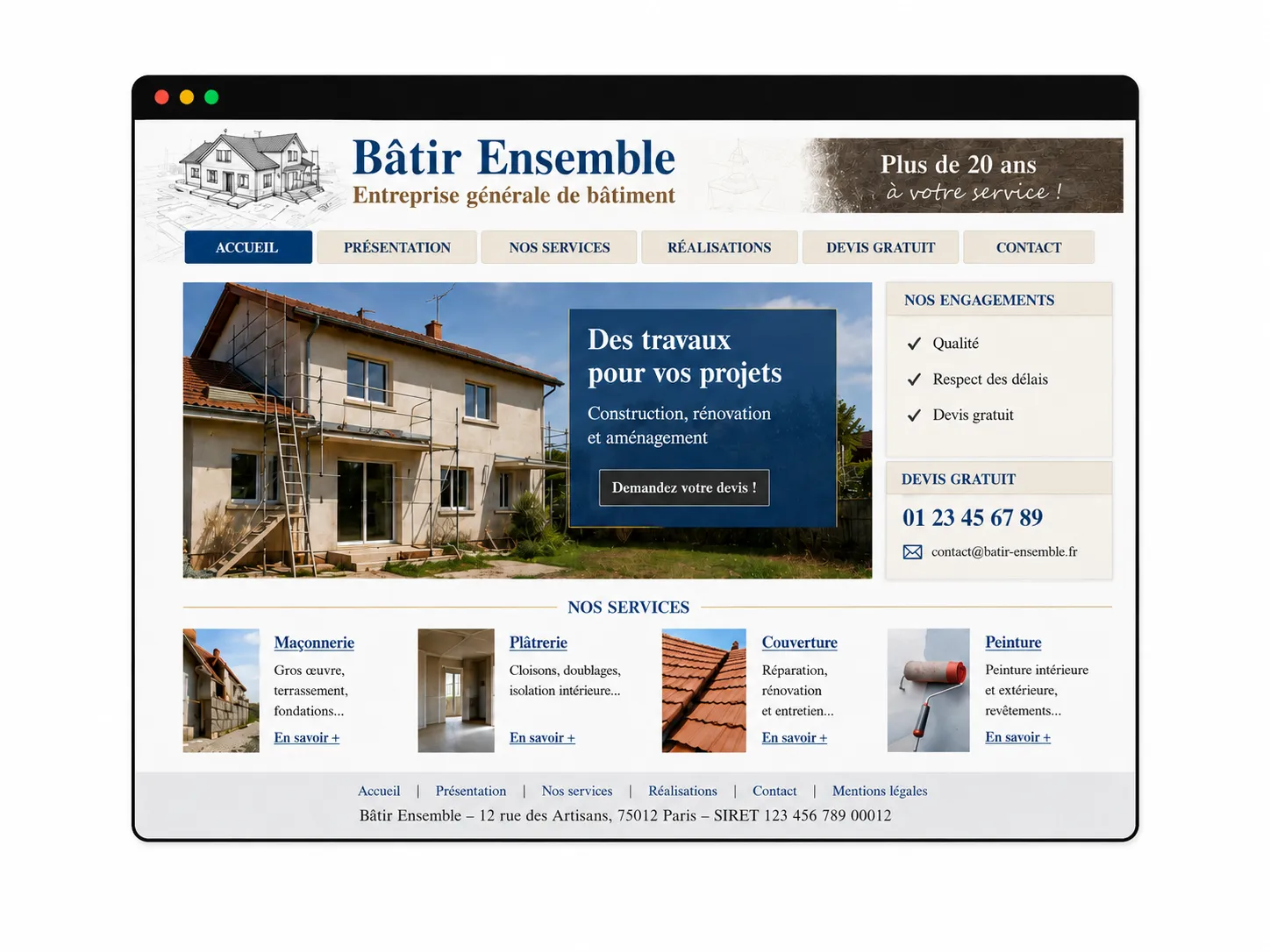 capture d'écran d'un site web à refondre - obsolète et vieux