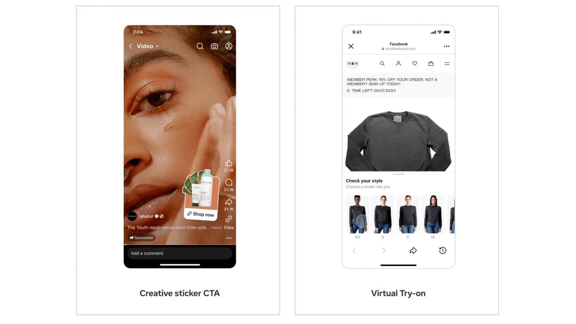 creative sticker CTA and virtual try on