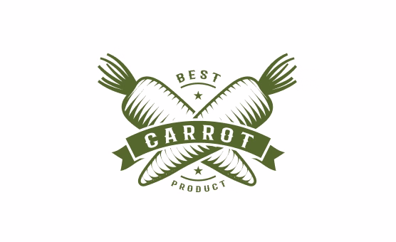 Green vintage-style logo with two crossed carrots and the text Best Carrot Product.