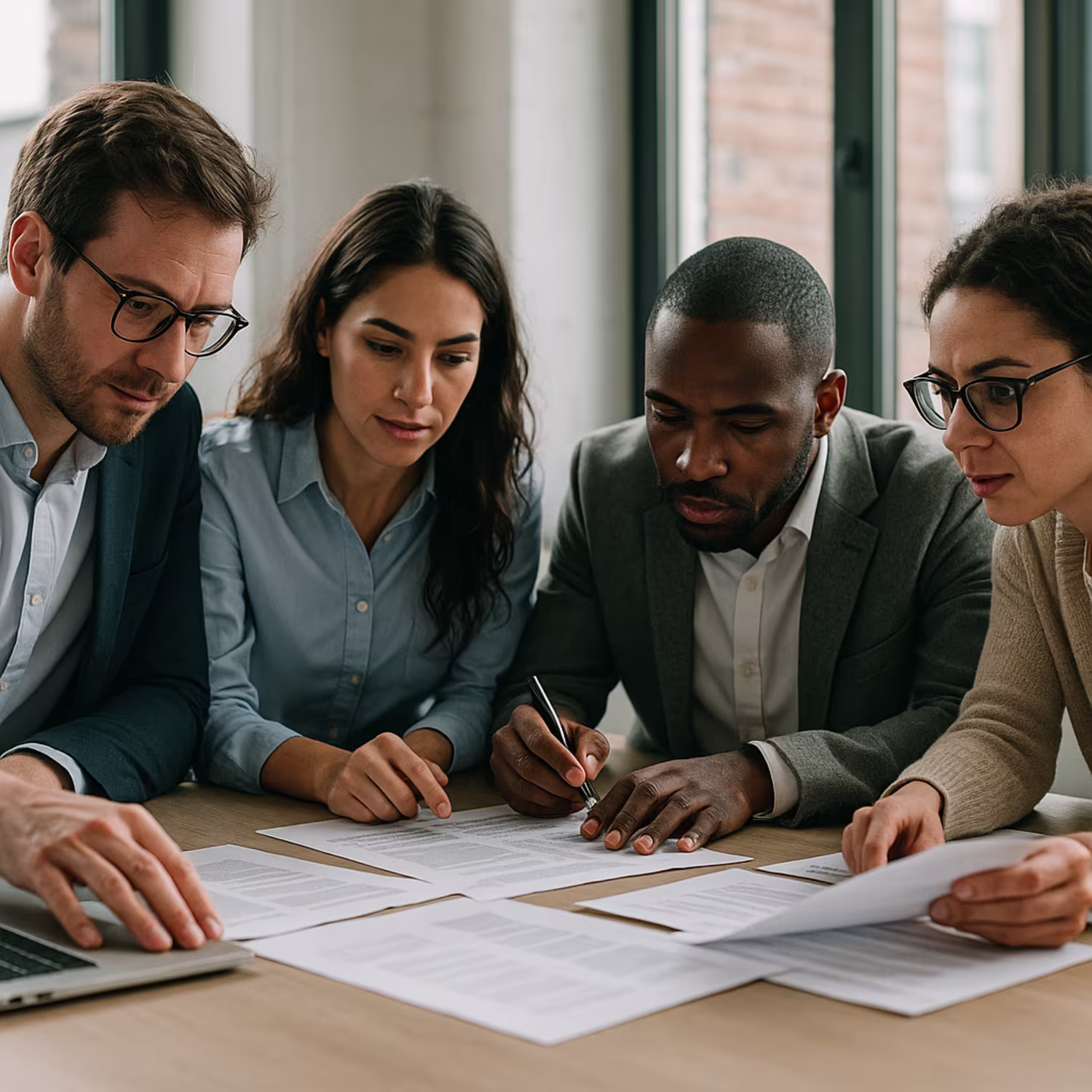 Professionals reviewing IT project plan