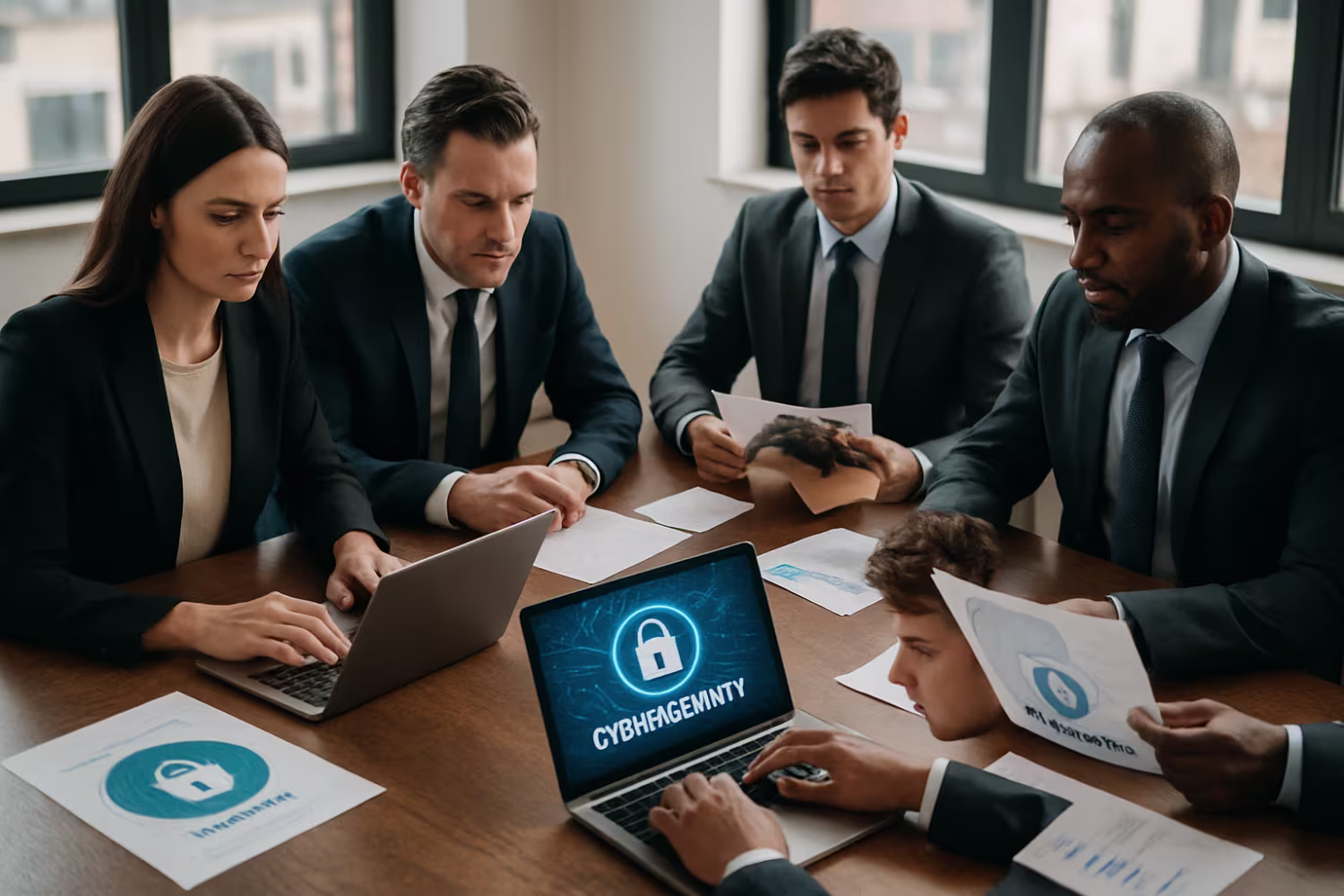 Team studying cybersecurity best practices