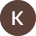 Dark circular icon with white letter K on brown background