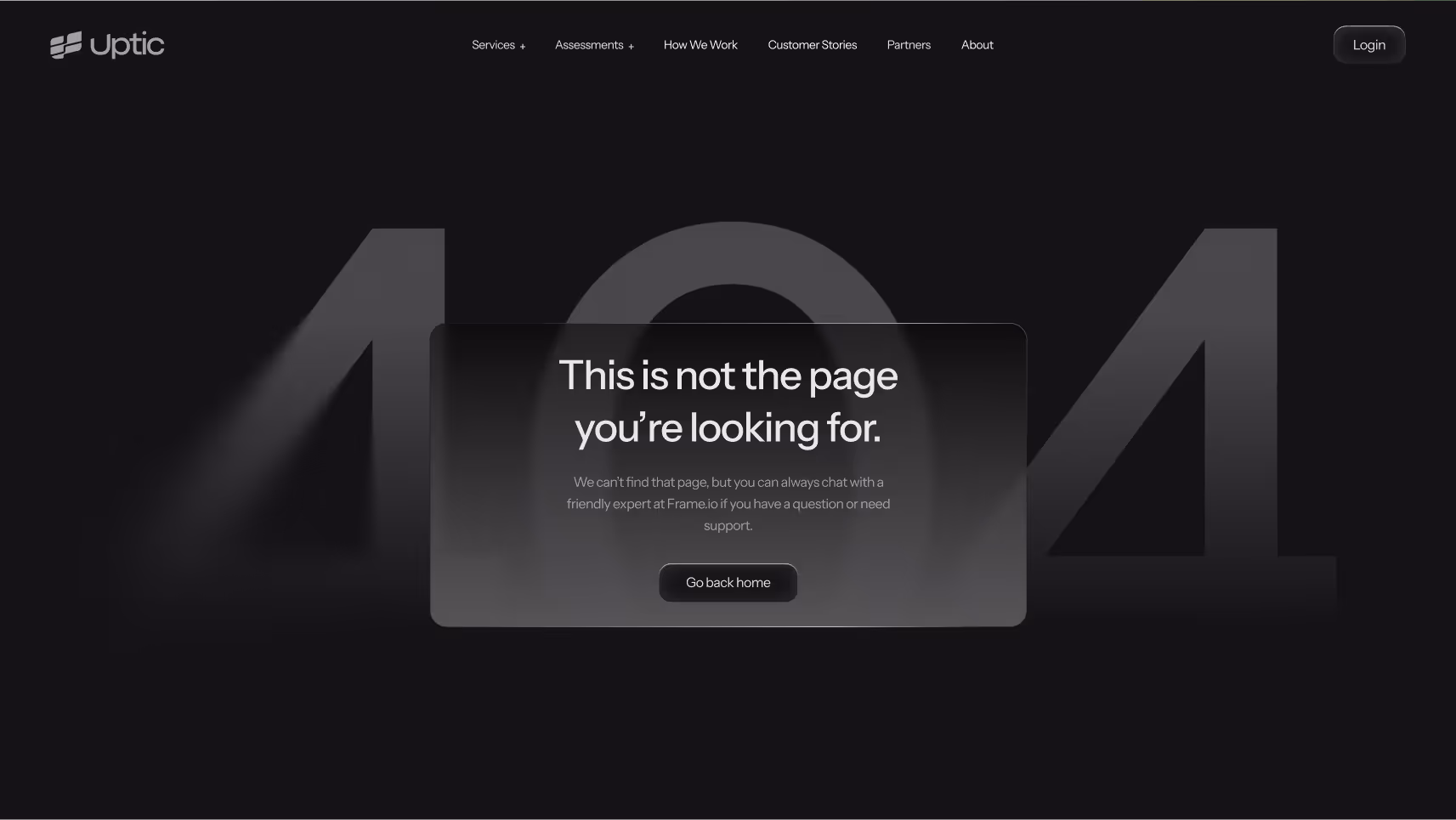 Website 404 error page with message 'This is not the page you're looking for' and a button to go back home.