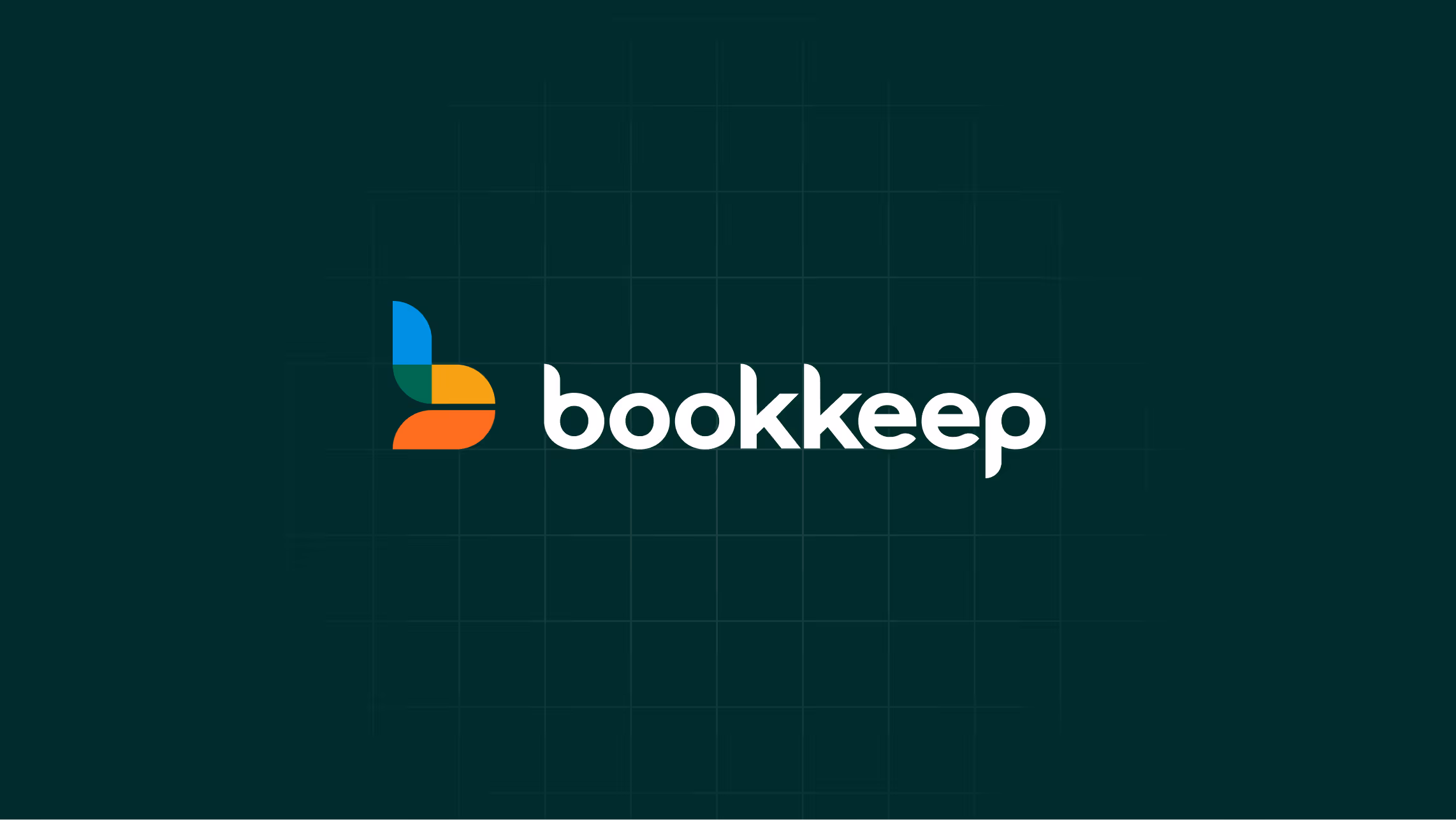 Bookkeep logo with stylized abstract shapes in blue, green, yellow, and orange next to white text on a dark background.