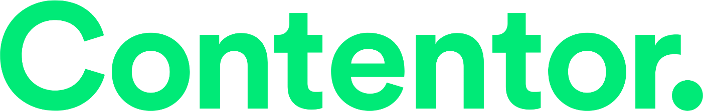 Texten Contentor i fet, grönt typsnitt mot svart bakgrund.