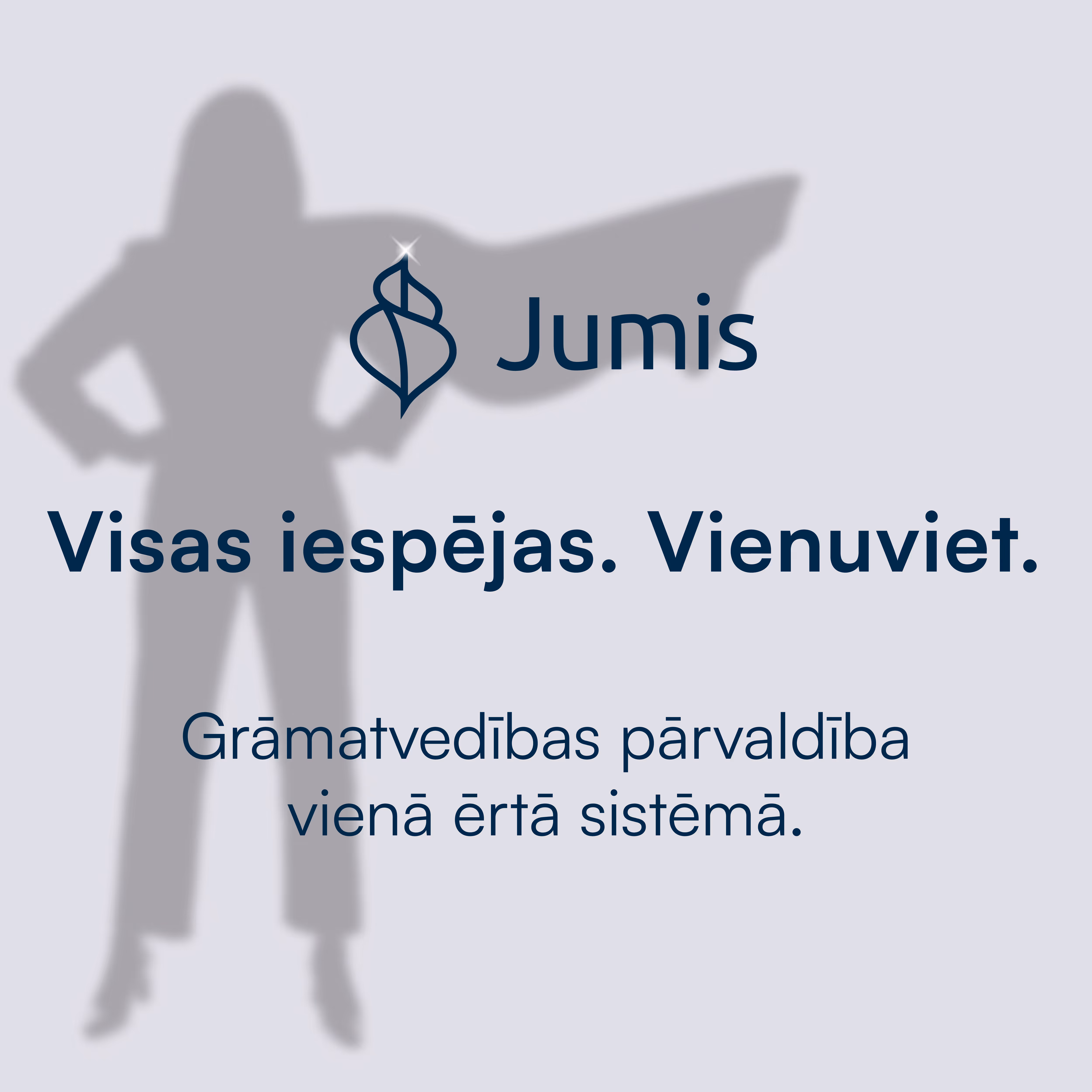 Jumis logo ar tekstu grāmatvedības pārvaldība vienā ērtā sistēmā.