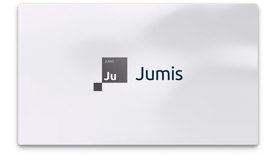 Jumis produkta logo uz balti pelēcīga fona.
