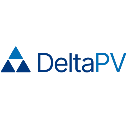 DeltaPV logo with a blue triangular symbol and text.