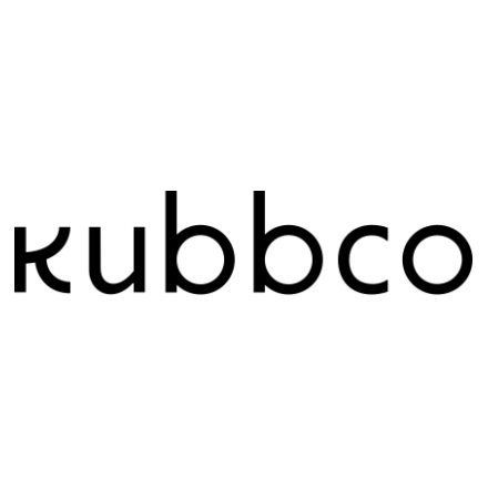 Black pixelated text spelling 'kubbco' on a white background.