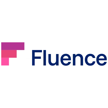 Fluence company logo with stylized F in shades of pink and purple followed by the word 'Fluence' in dark blue.