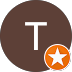 Brown circular avatar with white letter T in the center and an orange badge with a white star at the bottom right.
