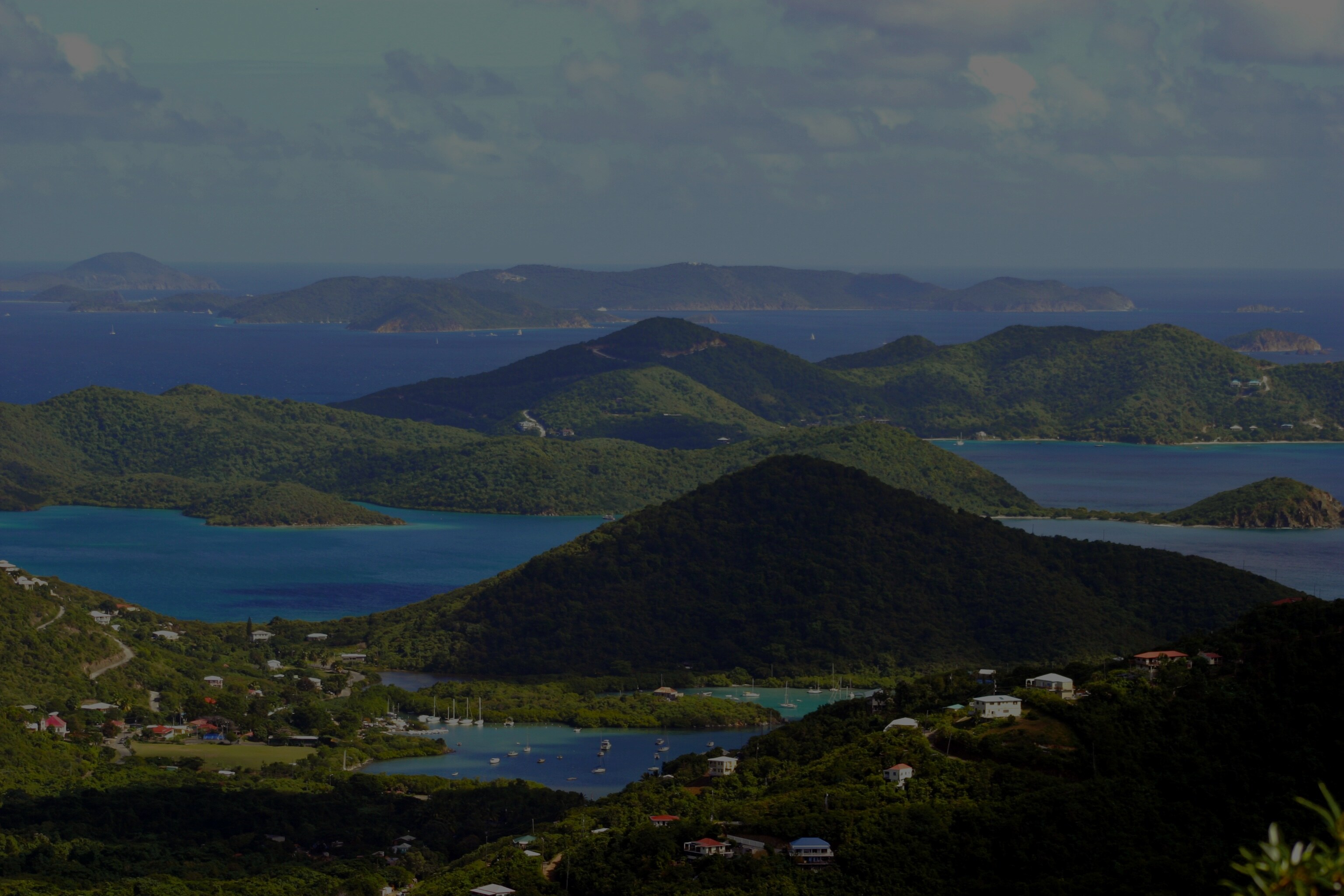 Caribbean coastline at dusk