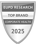 Schild mit der Aufschrift: EUPD Forschung, Top Marke, Corporate Health, 2025.