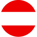 Flagge von Österreich mit drei horizontalen Streifen in Rot, Weiß und Rot.