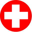 Weißes Kreuz auf rotem Hintergrund, Symbol der Schweiz.