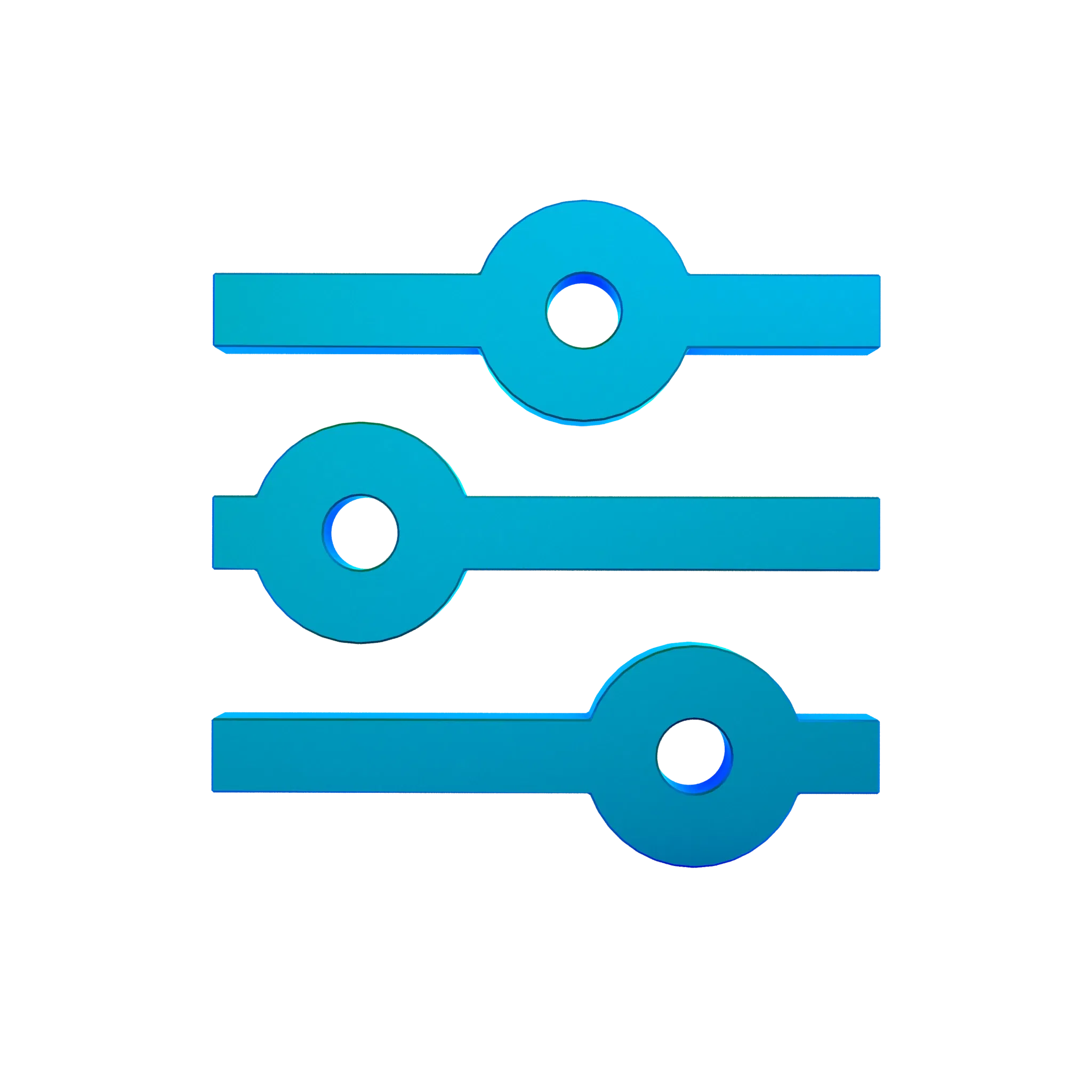 Blue icon of three horizontal sliders, representing Avyron Capital’s tailored financing options.