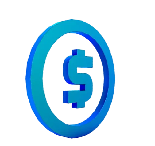 3D blue dollar sign encircled by a thick blue ring, symbolizing accessible and secure business capital.