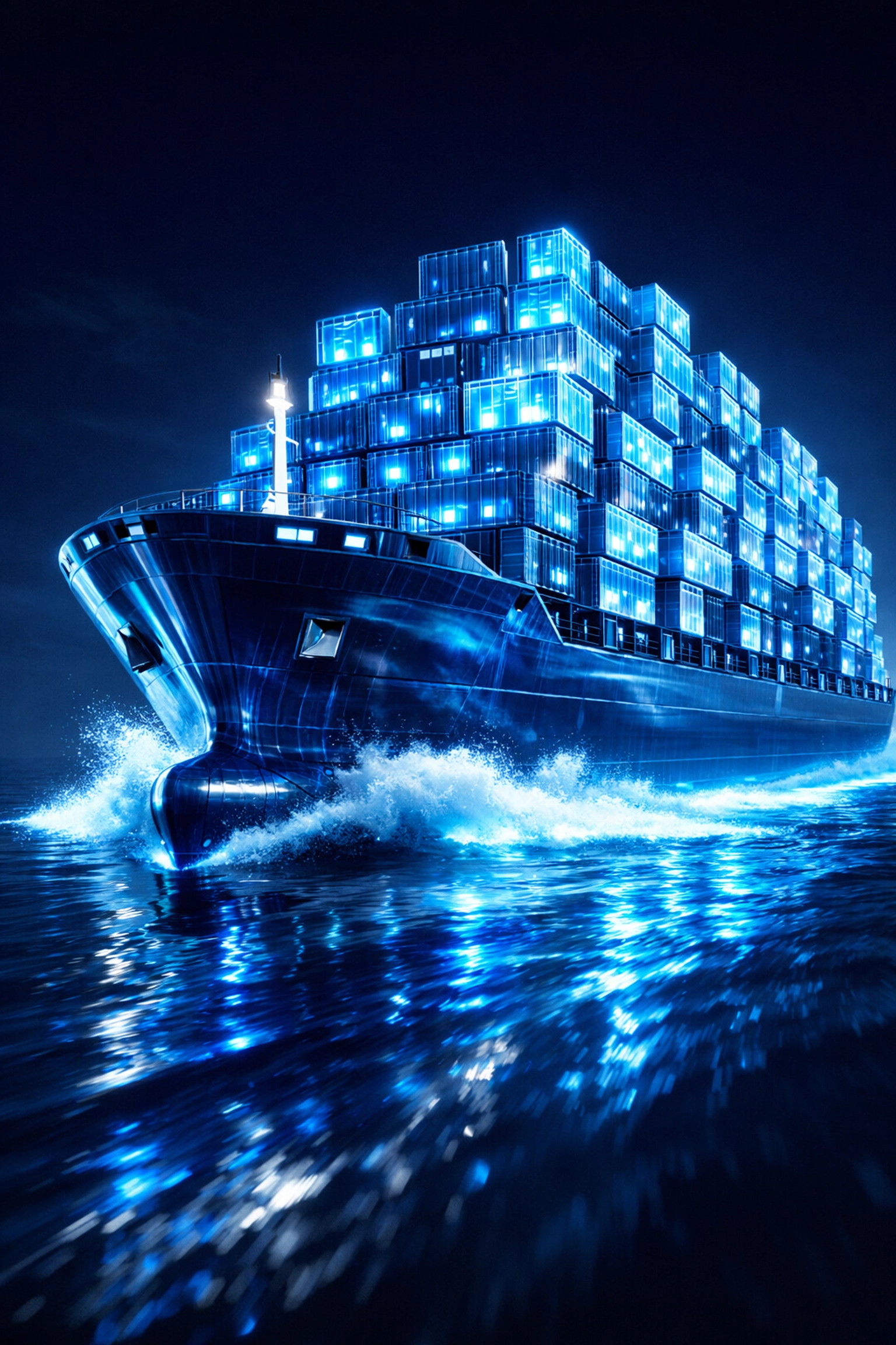 Blue cargo ship transporting inventory, illustrating scaling e-commerce brands with flexible revenue-based financing.