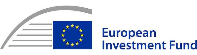Logo-ul Fondului European de Investiții, cu steagul UE și linii curbe.