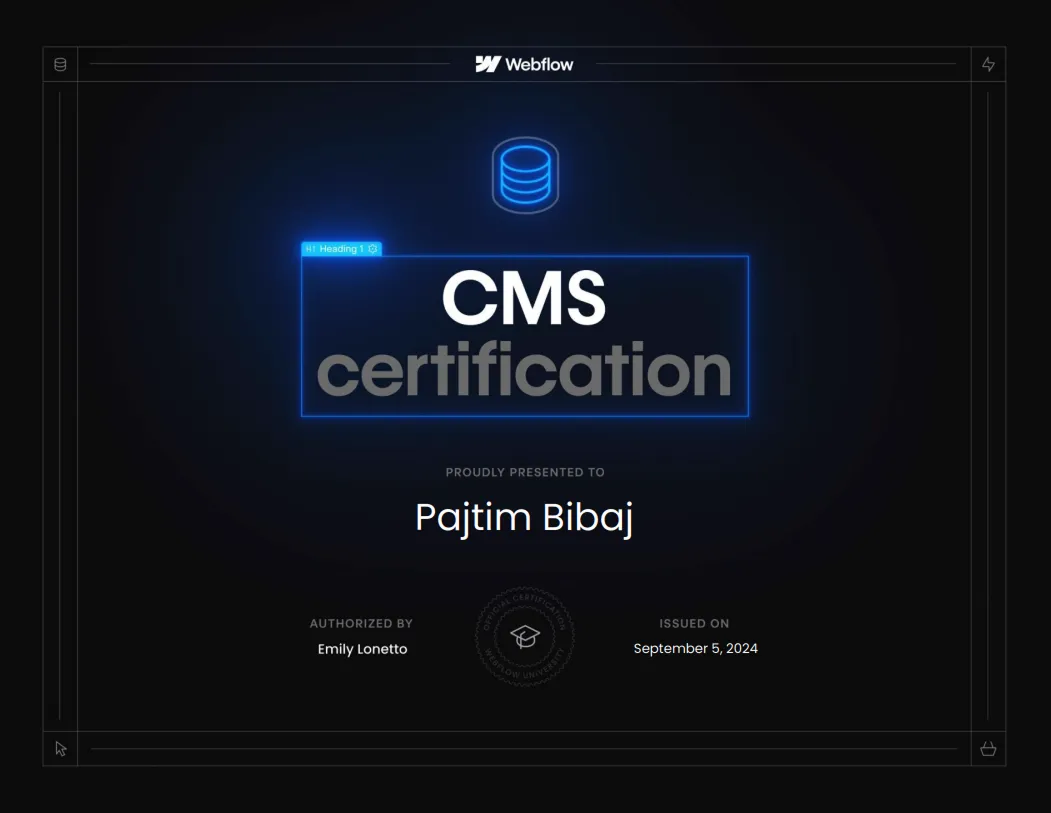 Webflow CMS Zertifikat