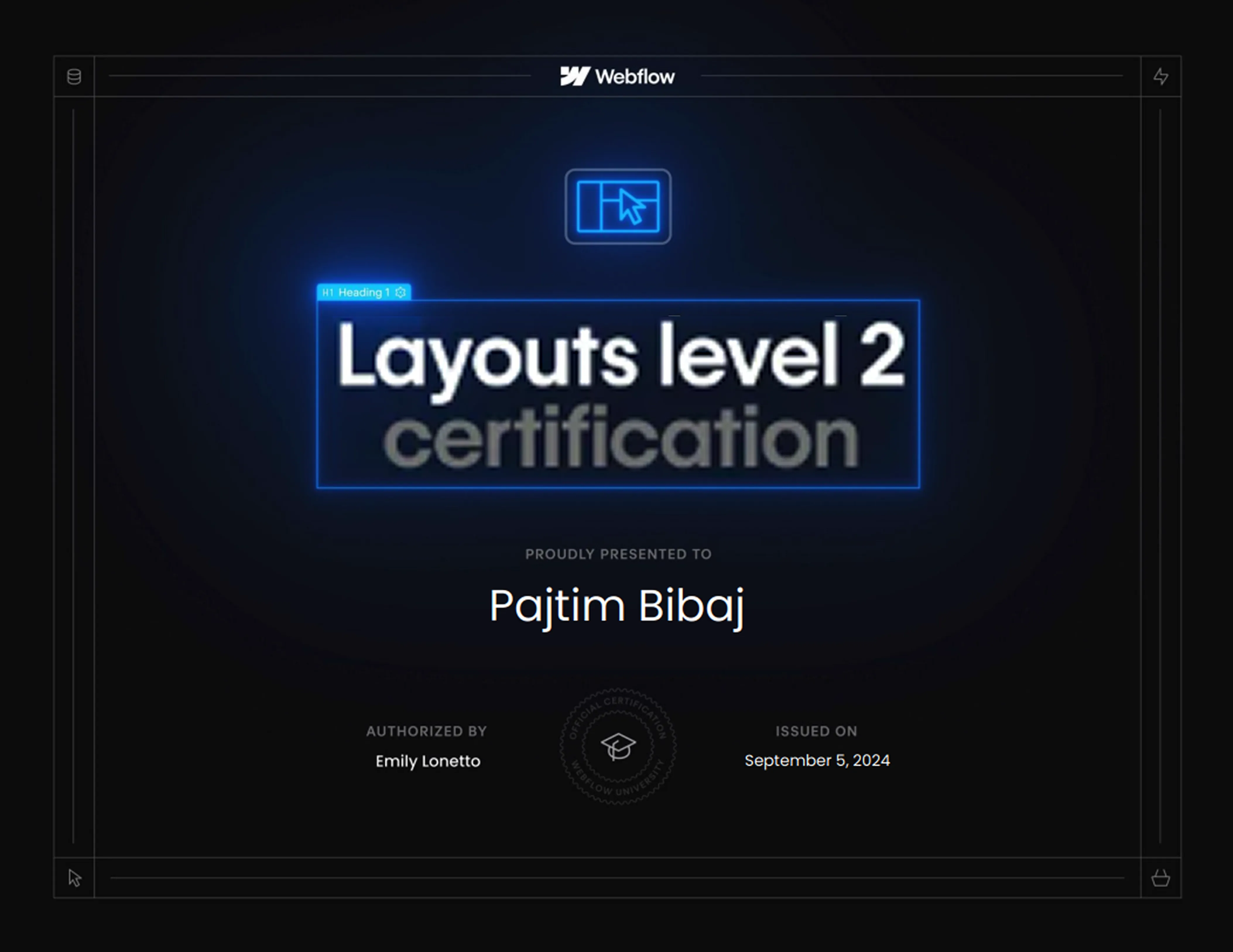 Webflow Layouts level 2 Zertifikat