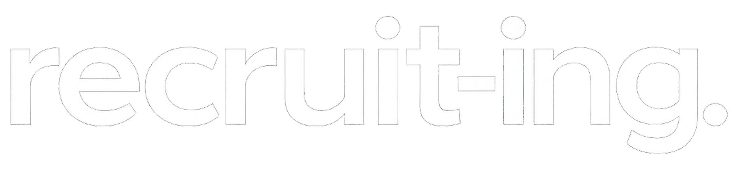 White lowercase word 'recruit-ing.' on a transparent background.