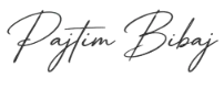 Signature-style text reading 'Partim Bibaj' in dark gray script font on white background.