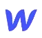 Blue and purple lowercase letter W in a brushstroke style on transparent background.