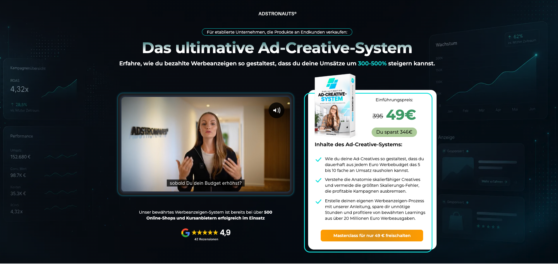 Advertisement for KI-Masterclass by ninocalls.ai offering automation to save time and earn money.