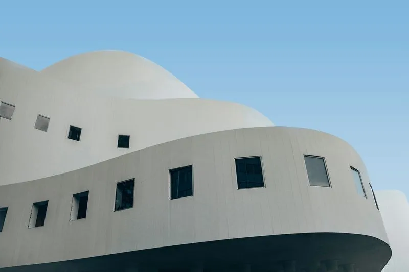 Striking modern building with an asymmetrical design