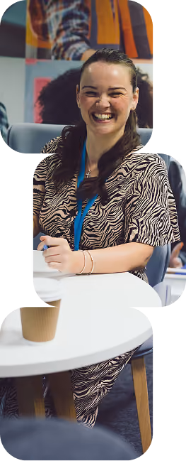 Woman taking part in a community partnership meeting.