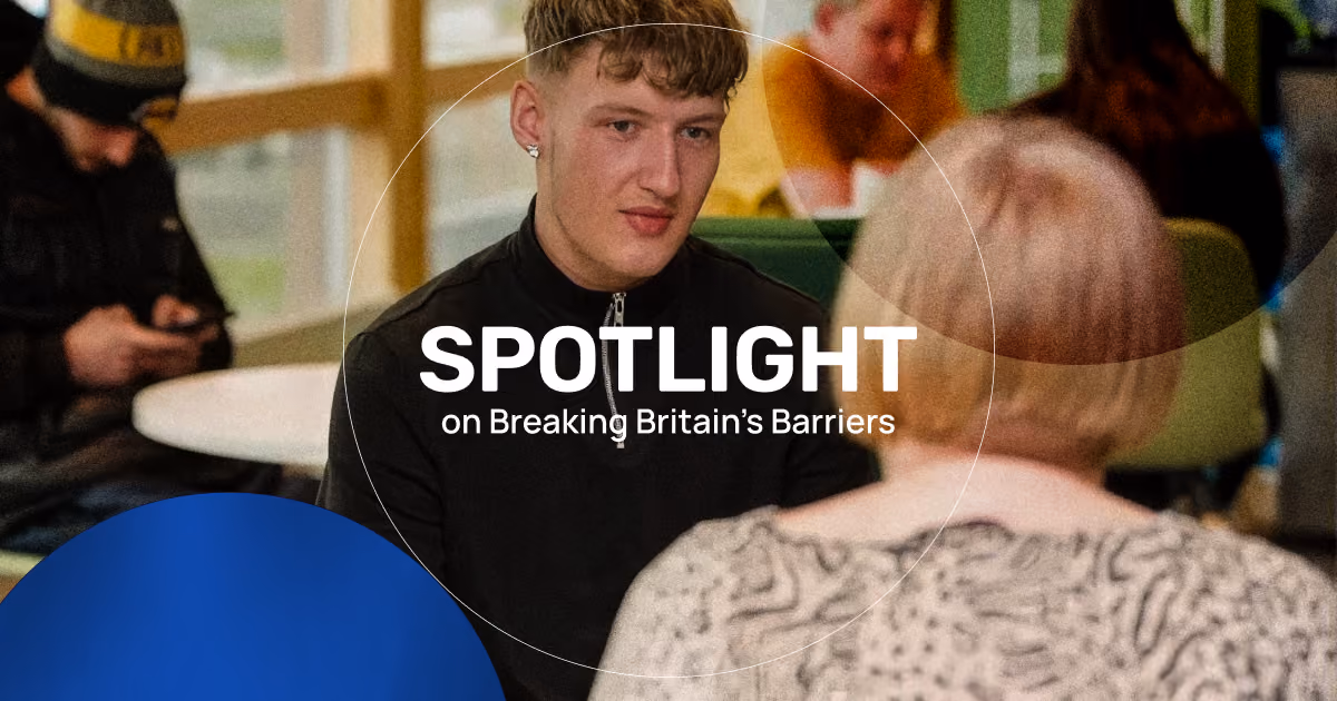 Young man taking part in a conversation for Fedcap UK’s Breaking Britain’s Barriers research.