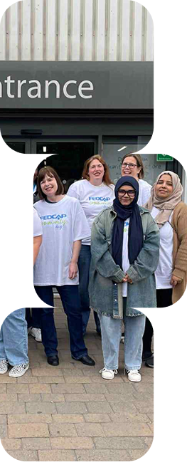 Fedcap UK team members and community partners gathered together outside a local centre.